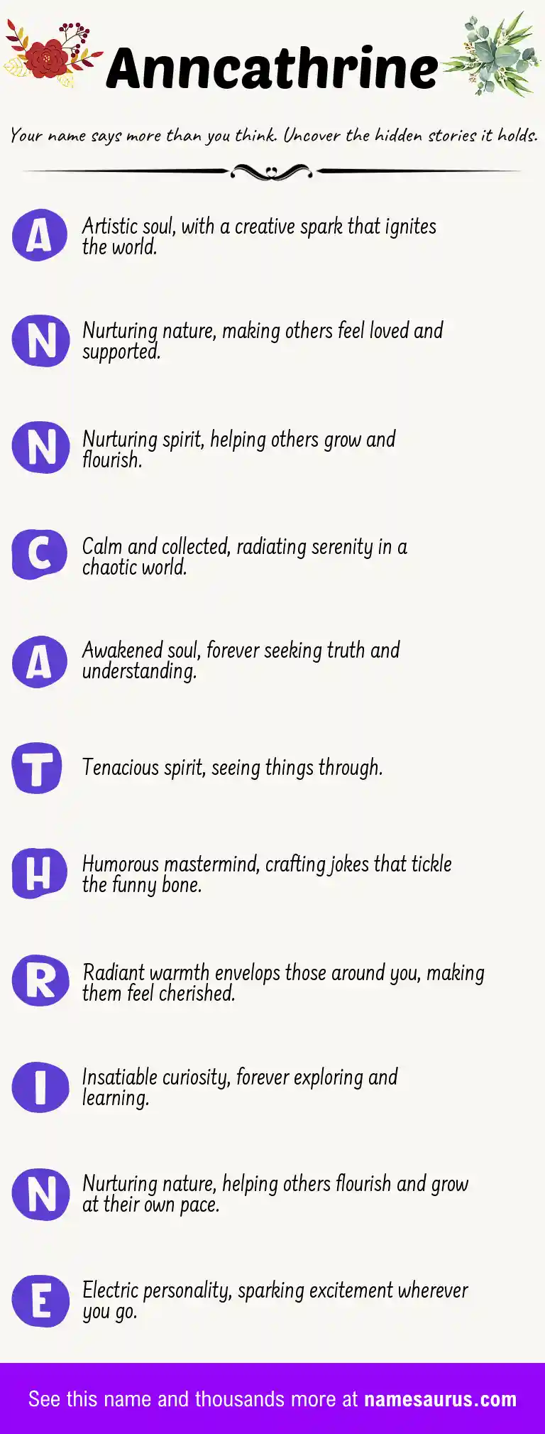 Acrostic poem about Anncathrine.