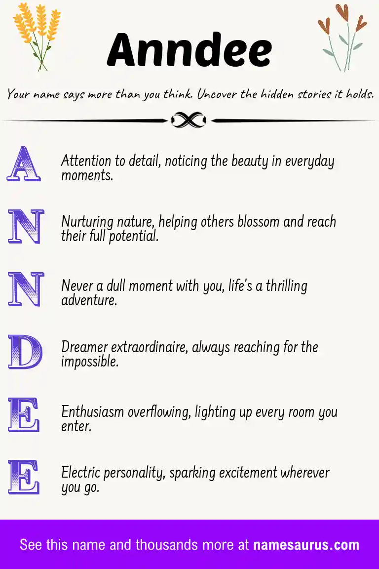 Acrostic poem about Anndee.