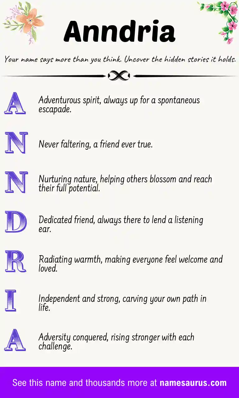 Acrostic poem about Anndria.
