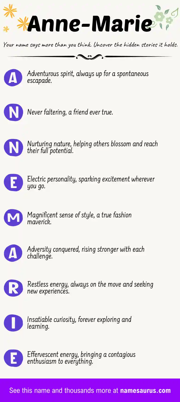 Acrostic poem about Anne-Marie.