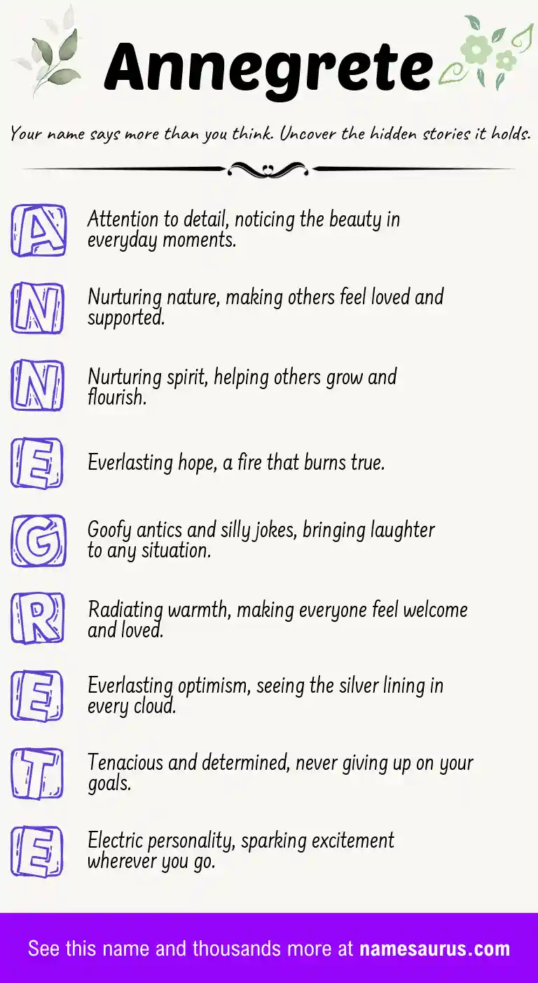 Acrostic poem about Annegrete.
