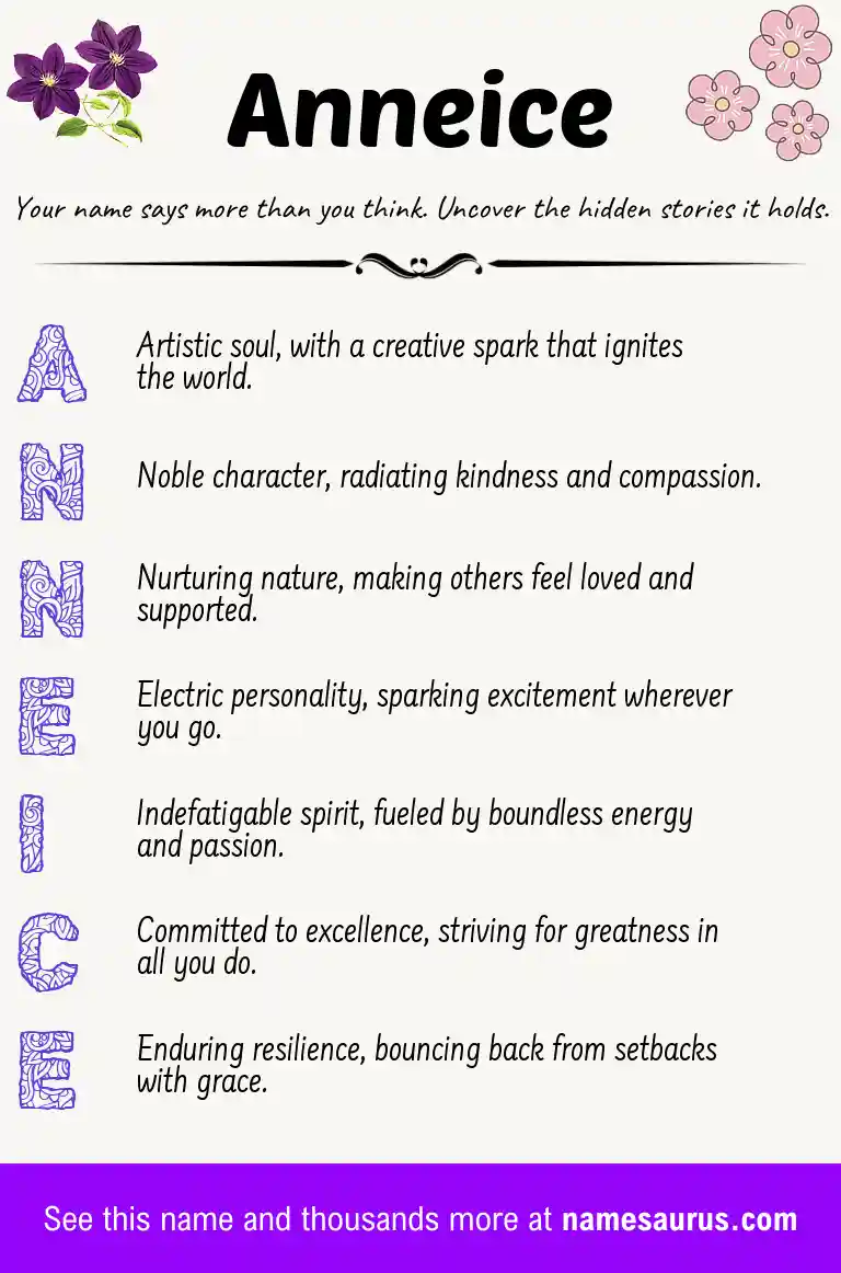 Acrostic poem about Anneice.