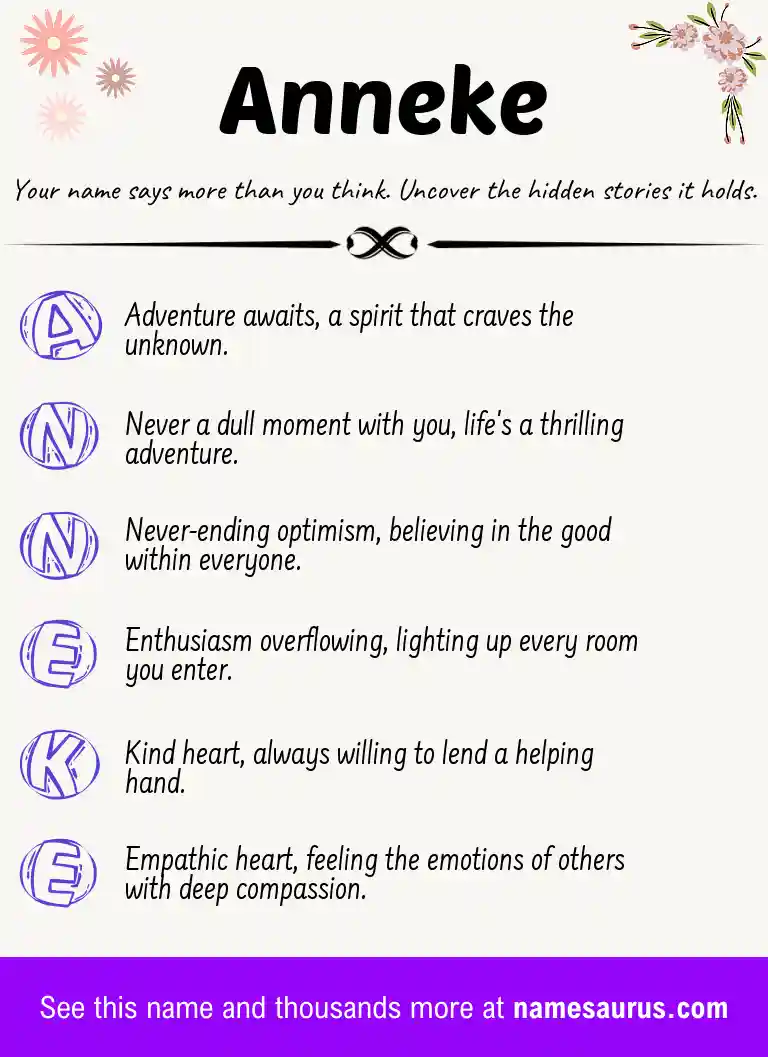 Acrostic poem about Anneke.