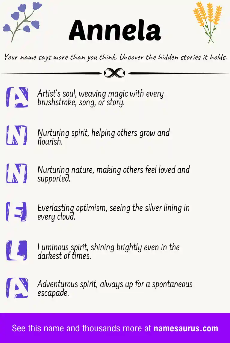 Acrostic poem about Annela.