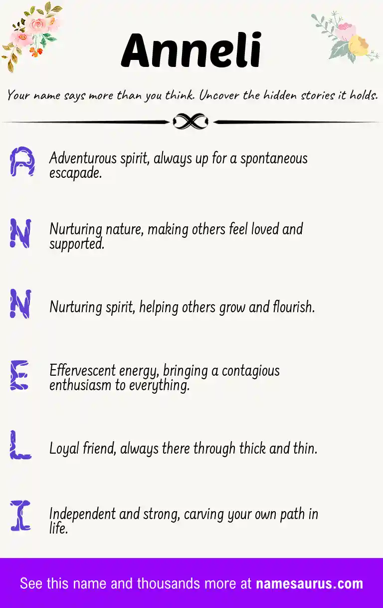 Acrostic poem about Anneli.