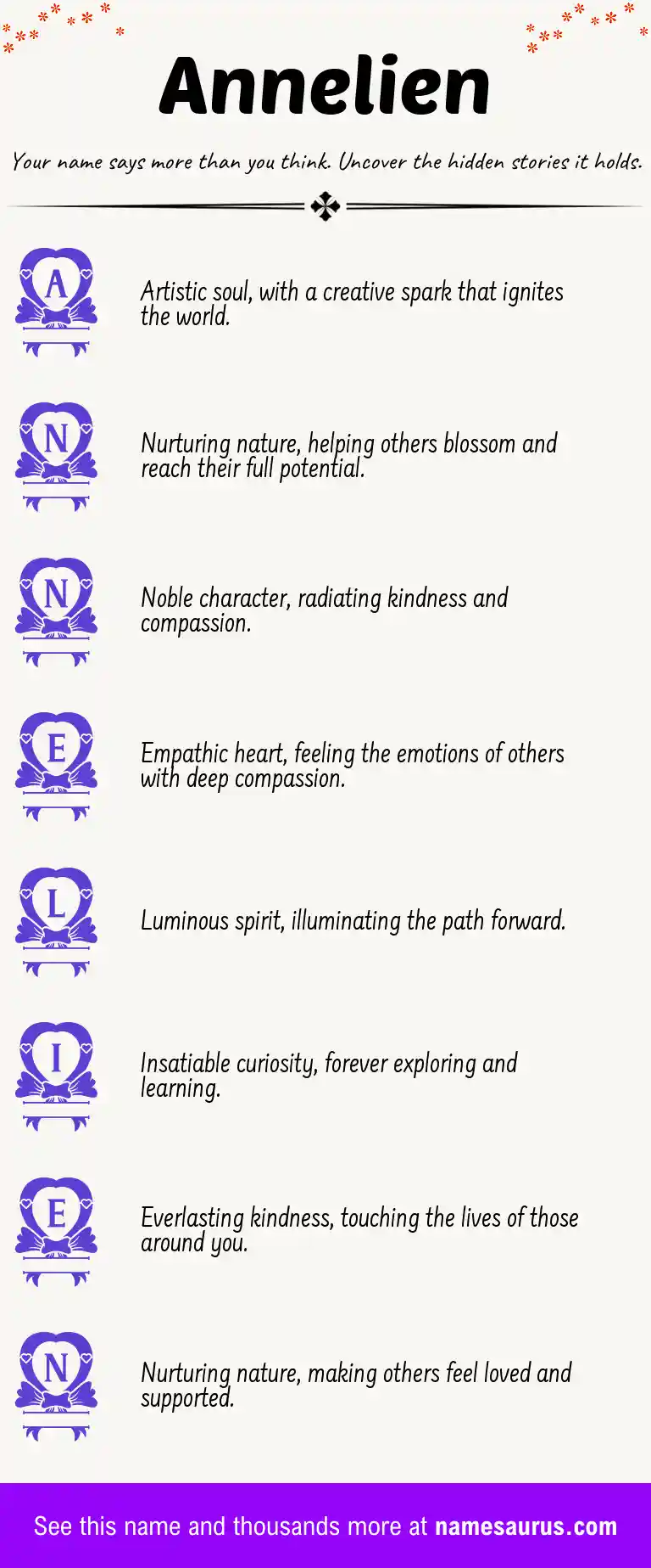 Acrostic poem about Annelien.