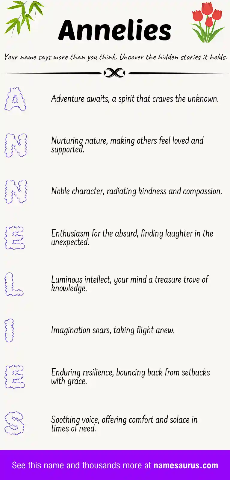 Acrostic poem about Annelies.
