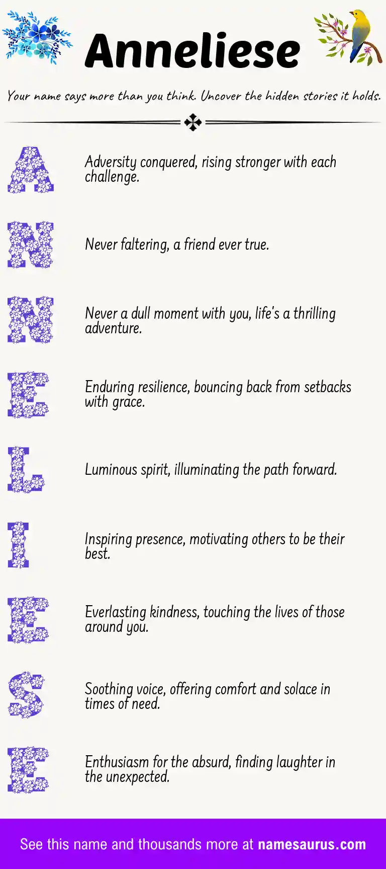 Acrostic poem about Anneliese.