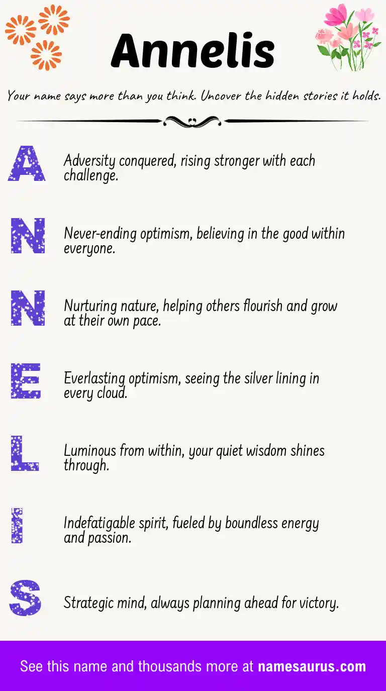 Acrostic poem about Annelis.