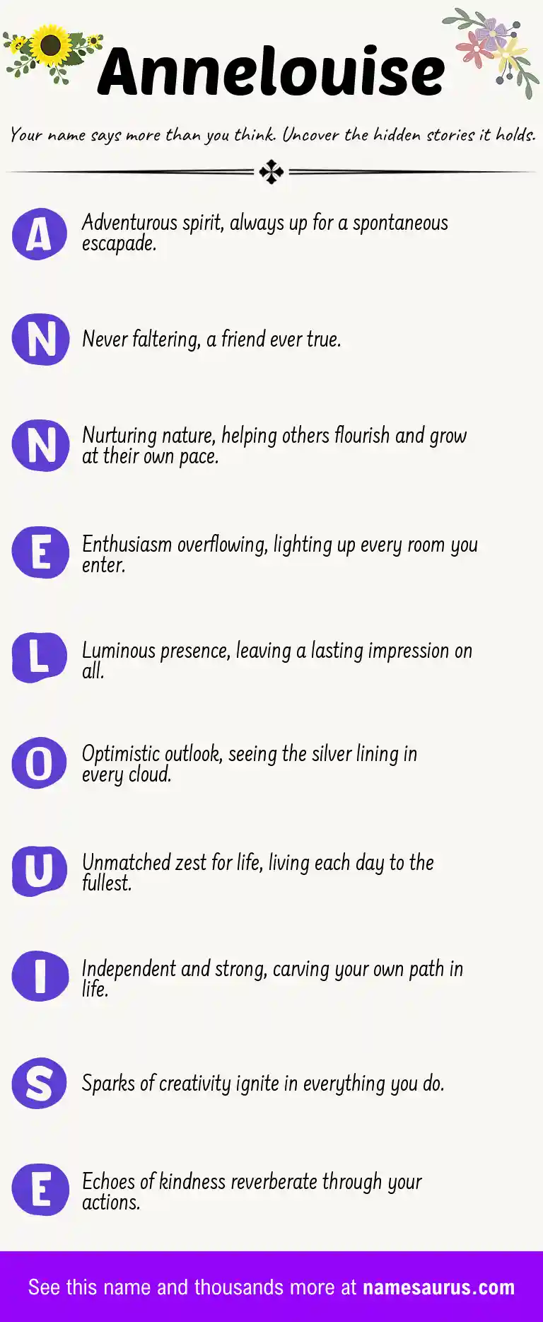 Acrostic poem about Annelouise.