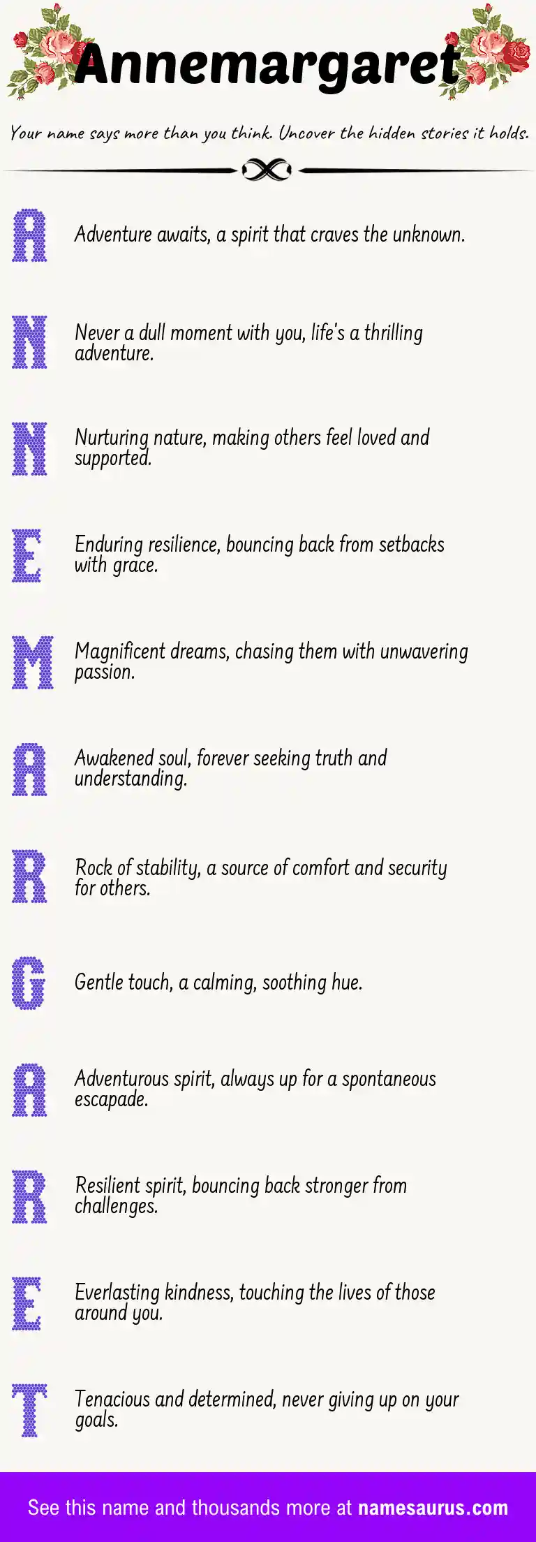 Acrostic poem about Annemargaret.