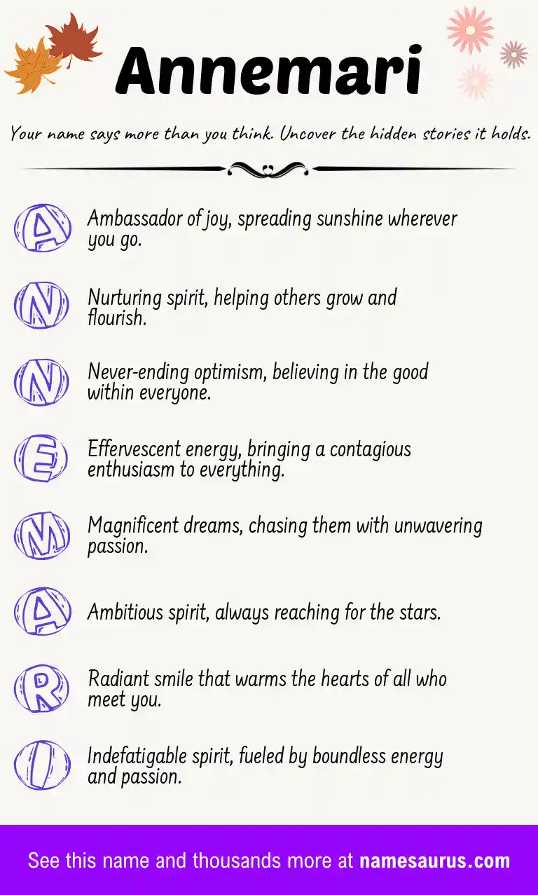 Acrostic poem about Annemari.