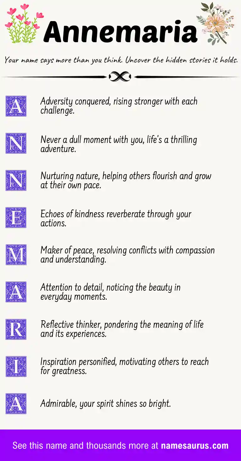 Acrostic poem about Annemaria.