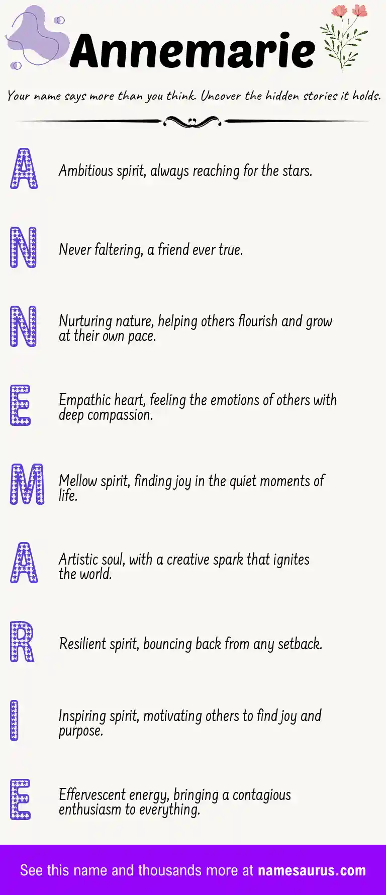 Acrostic poem about Annemarie.