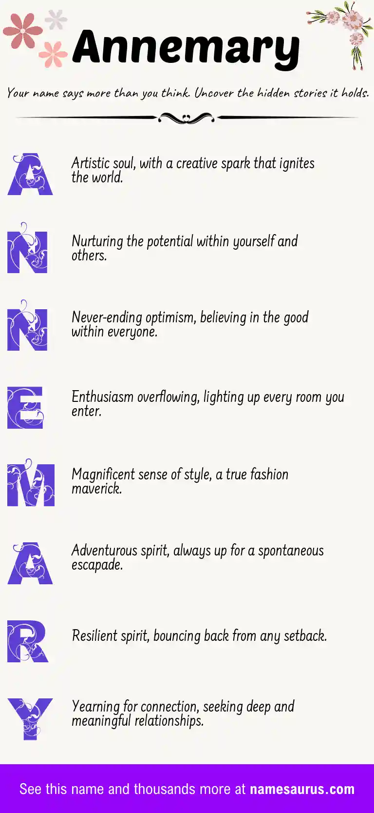 Acrostic poem about Annemary.