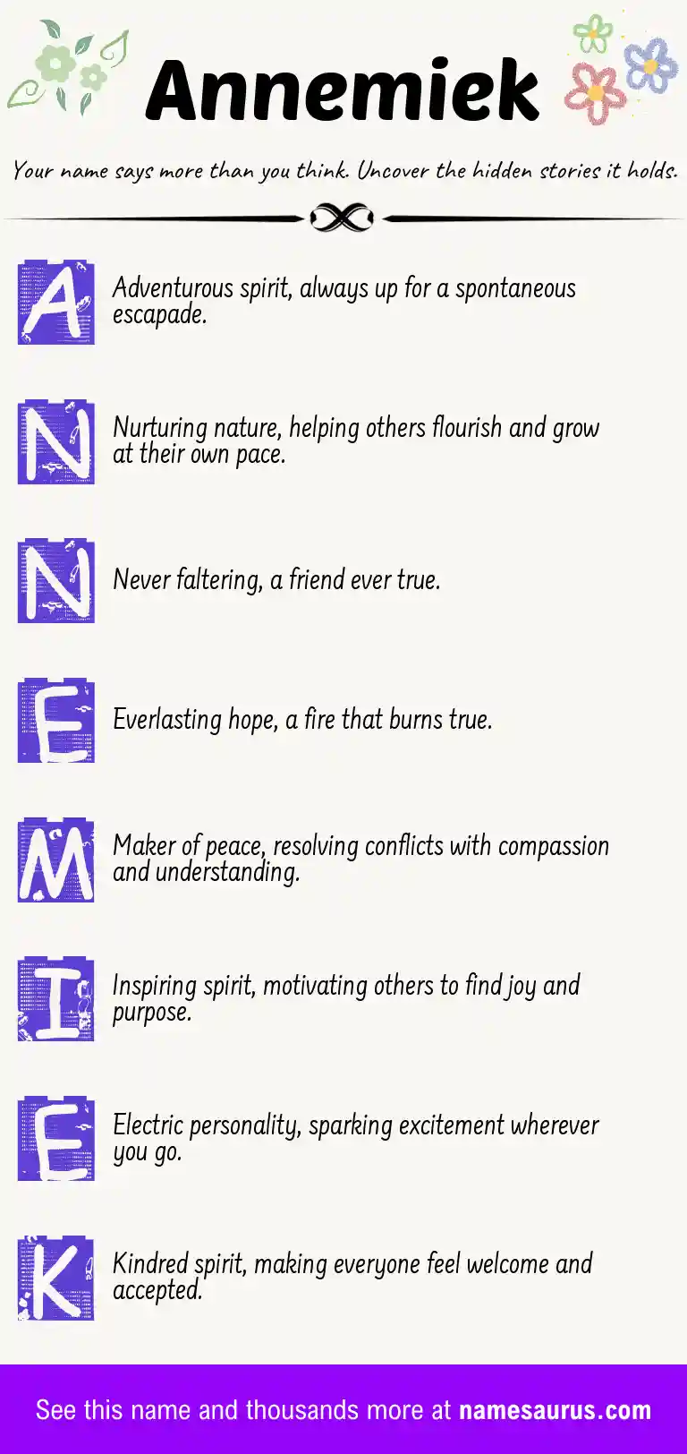 Acrostic poem about Annemiek.