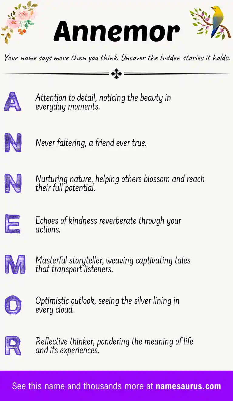 Acrostic poem about Annemor.
