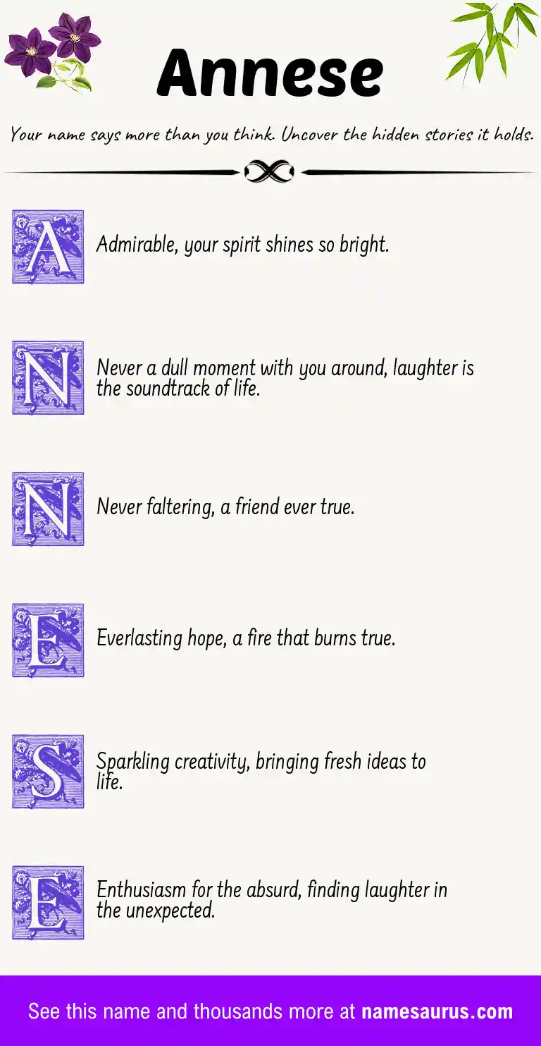 Acrostic poem about Annese.