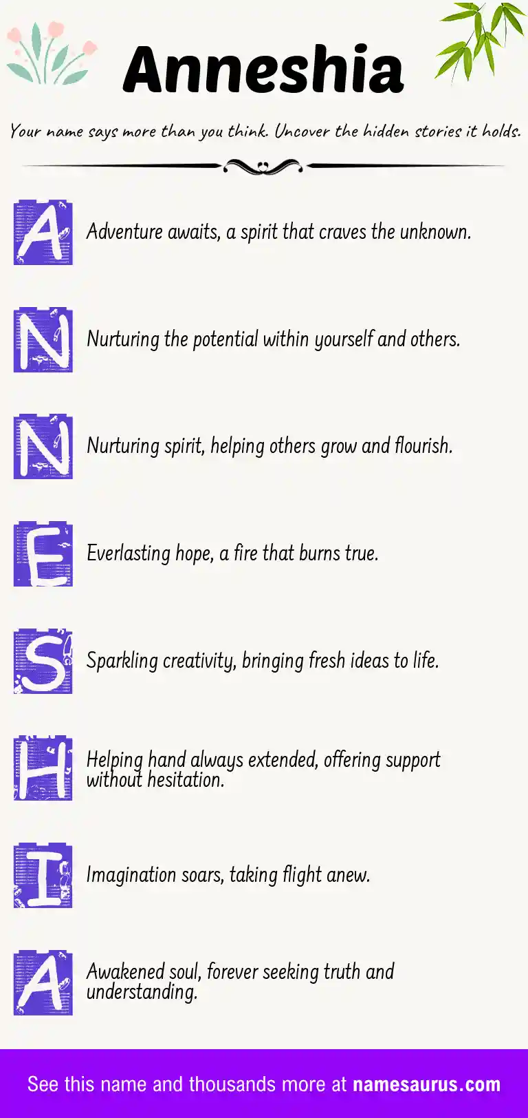 Acrostic poem about Anneshia.