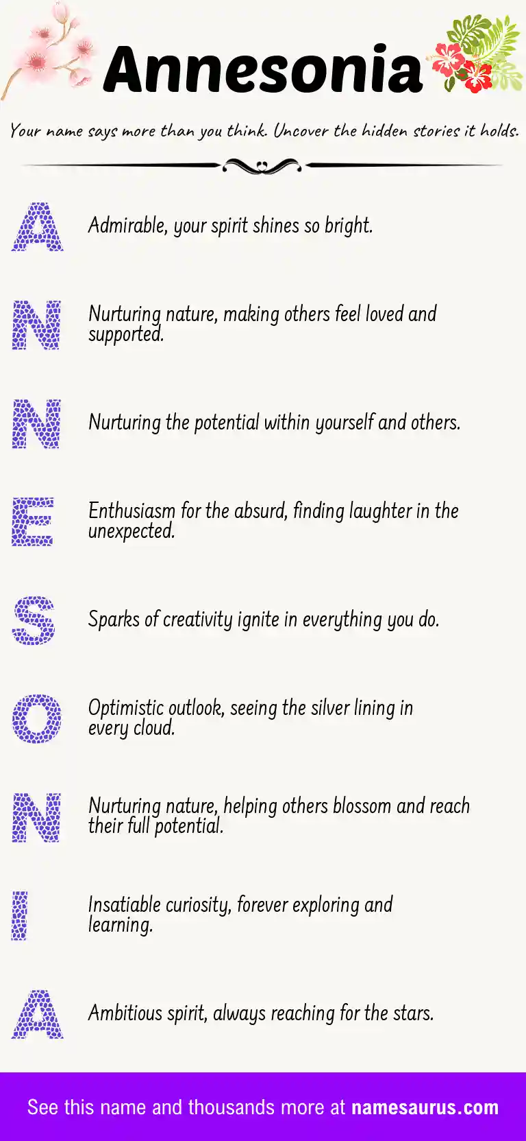 Acrostic poem about Annesonia.