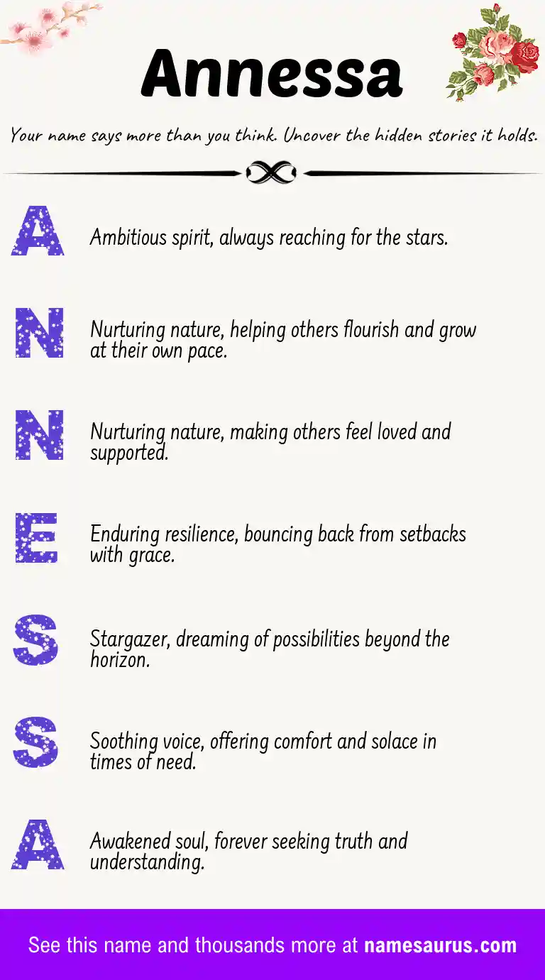 Acrostic poem about Annessa.