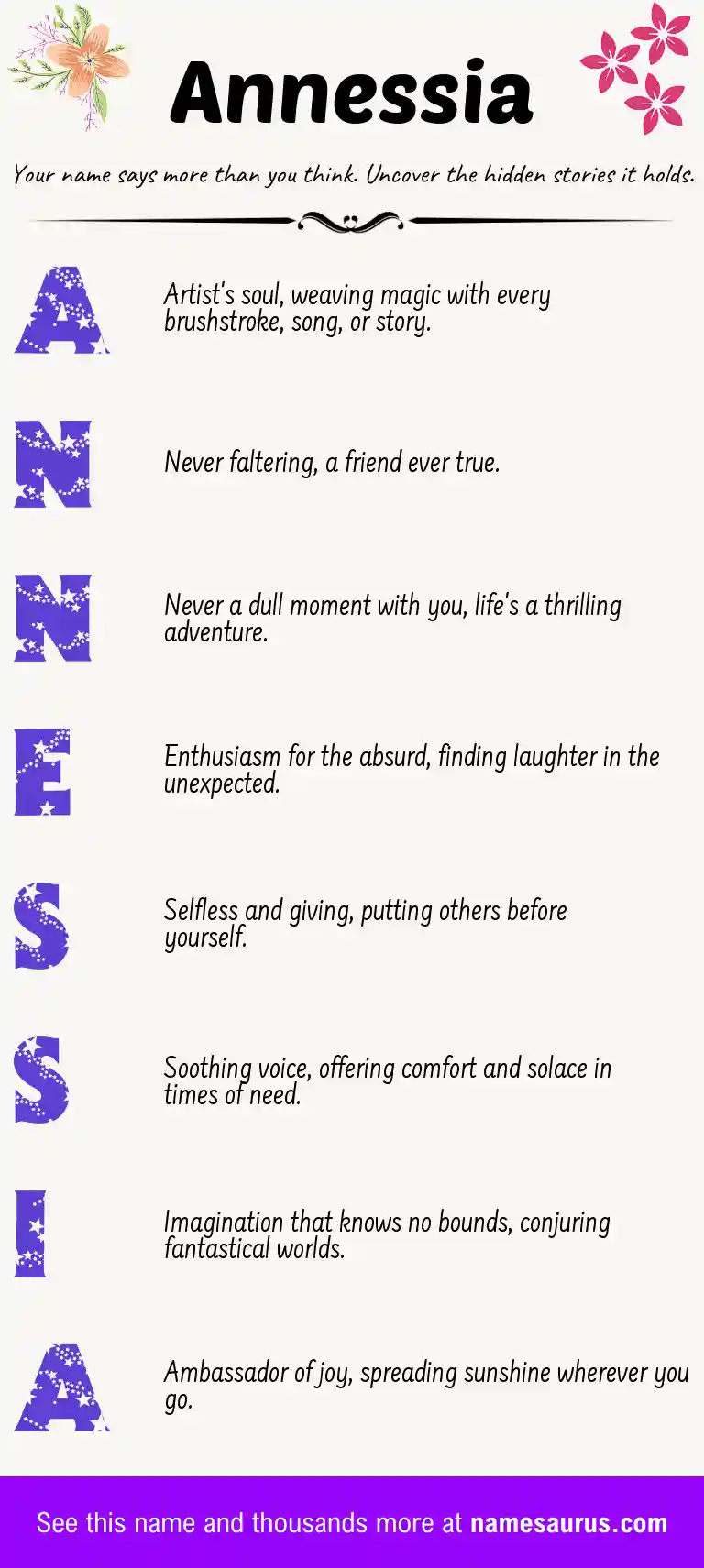 Acrostic poem about Annessia.