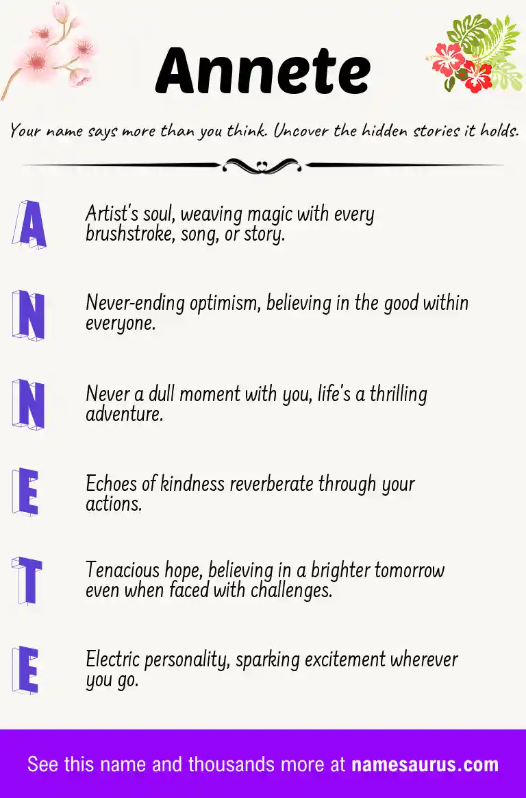 Acrostic poem about Annete.
