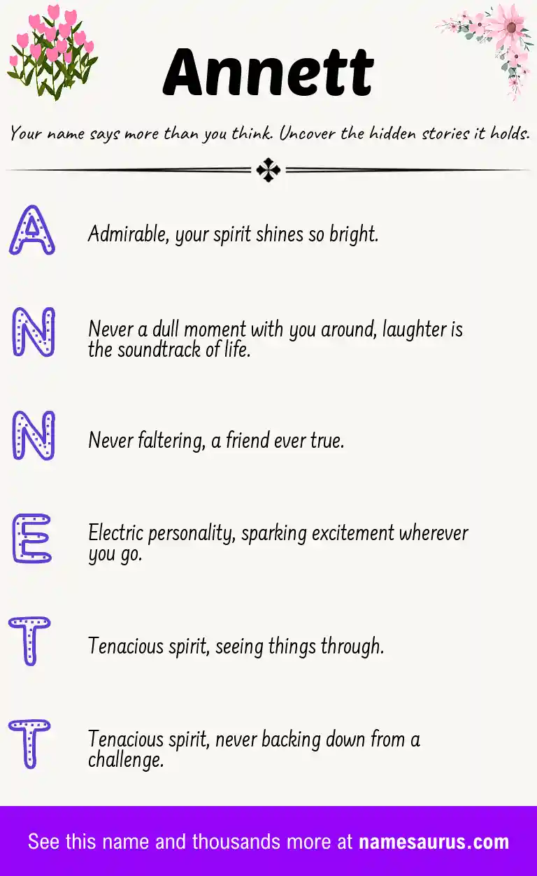 Acrostic poem about Annett.