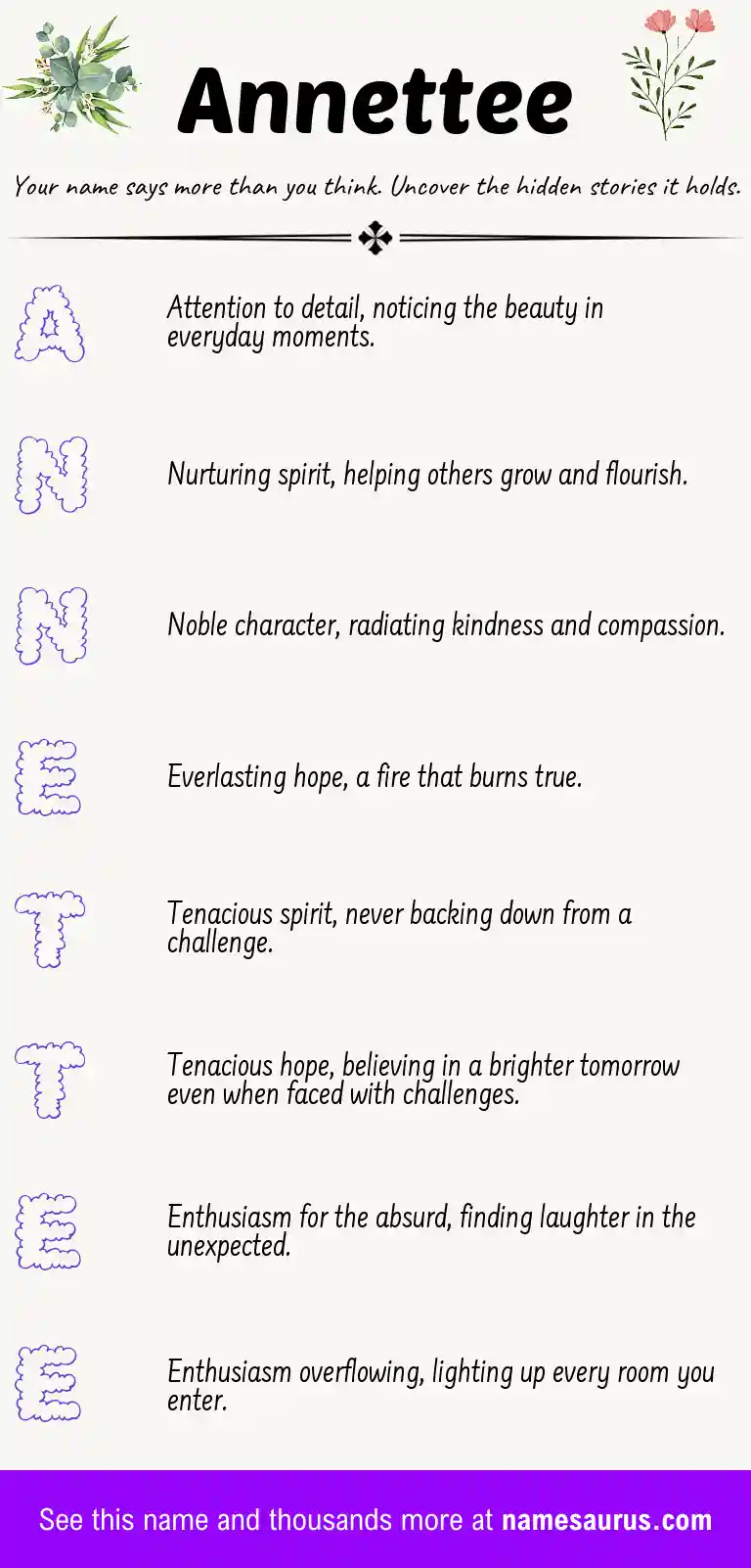 Acrostic poem about Annettee.