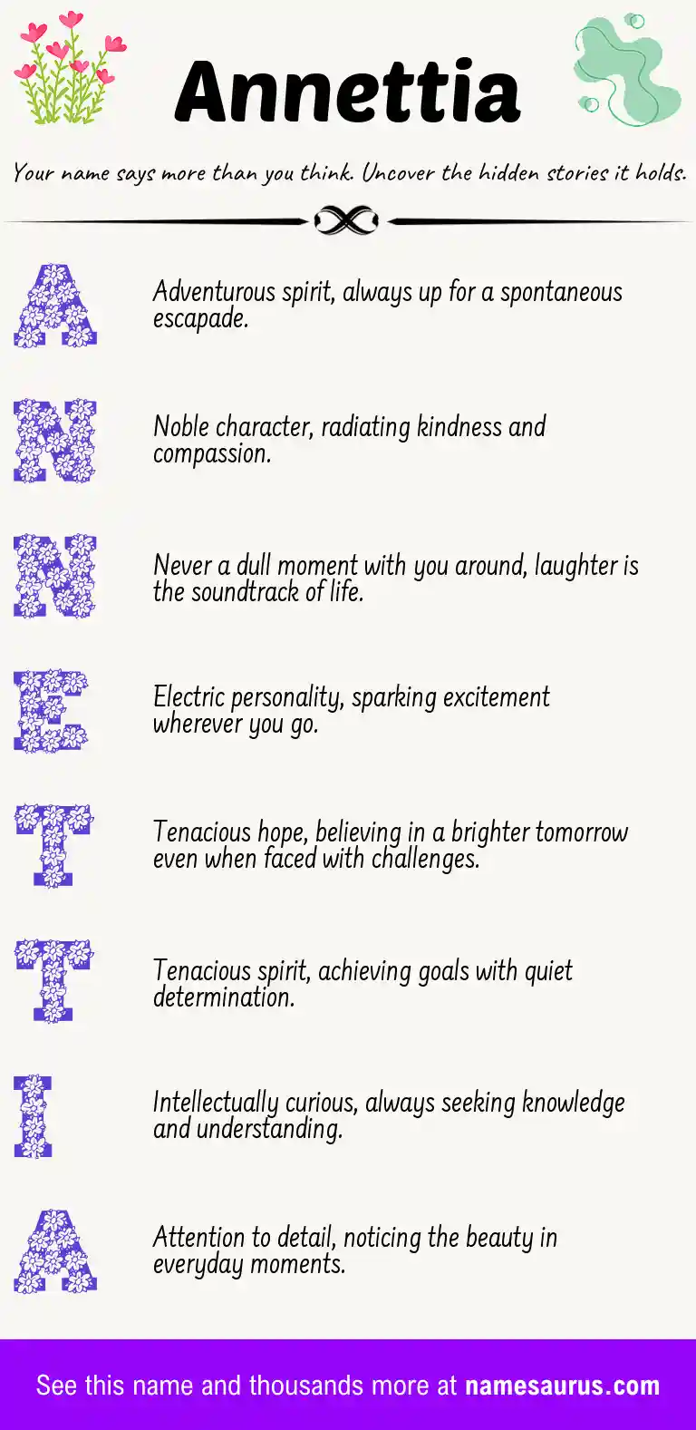 Acrostic poem about Annettia.