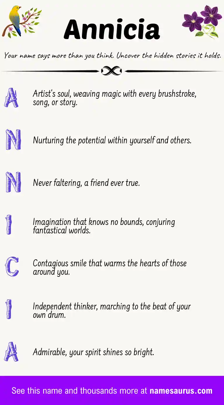 Acrostic poem about Annicia.