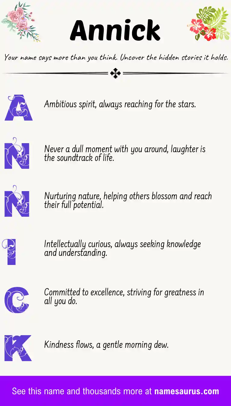 Acrostic poem about Annick.