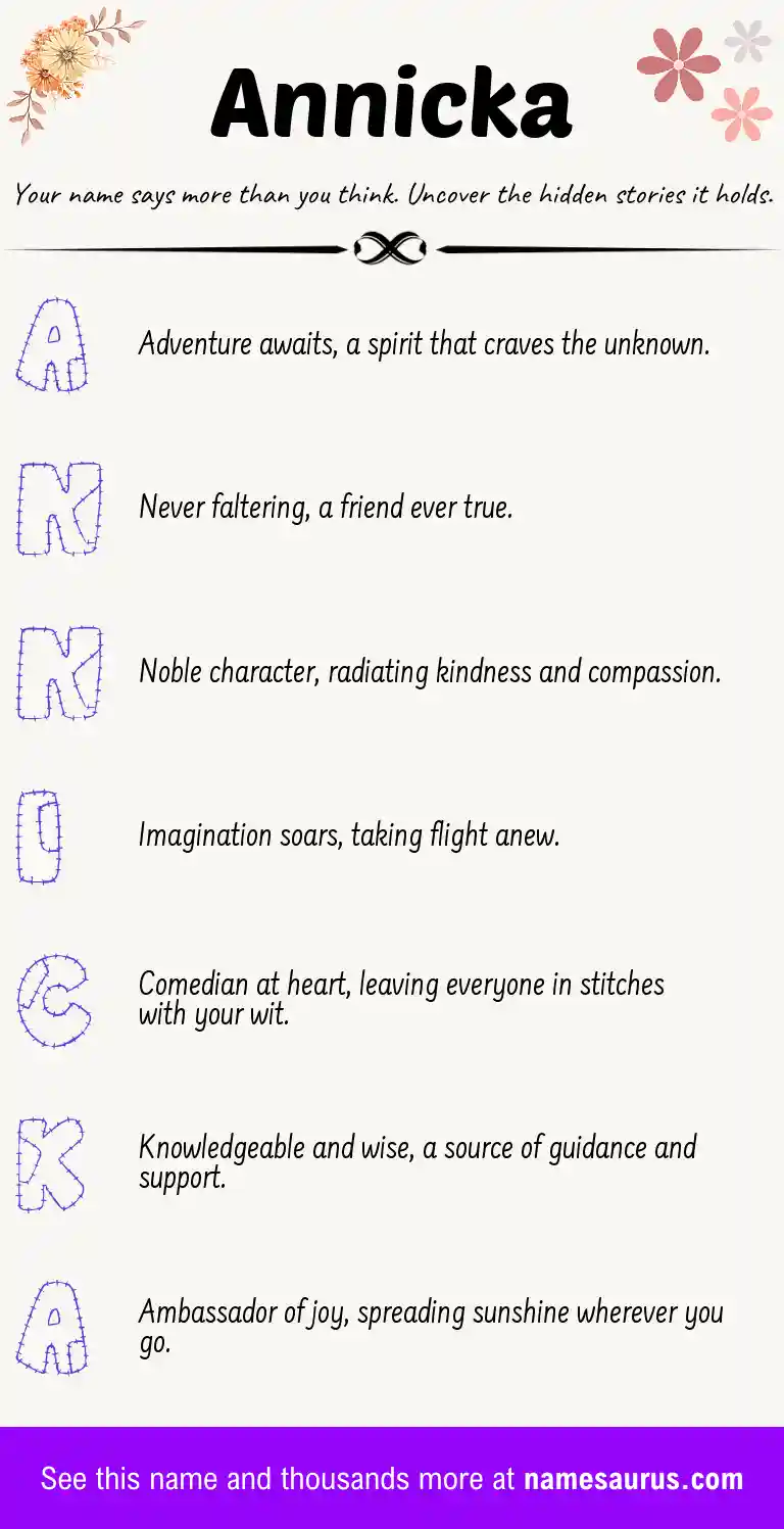 Acrostic poem about Annicka.