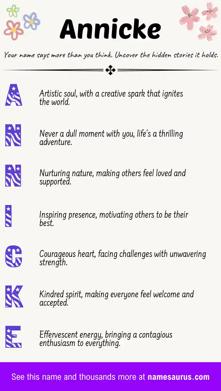 Acrostic poem about Annicke.