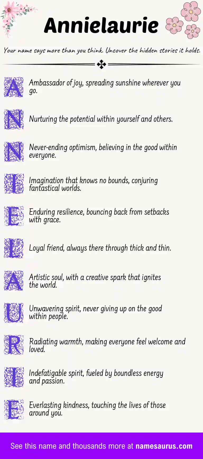 Acrostic poem about Annielaurie.