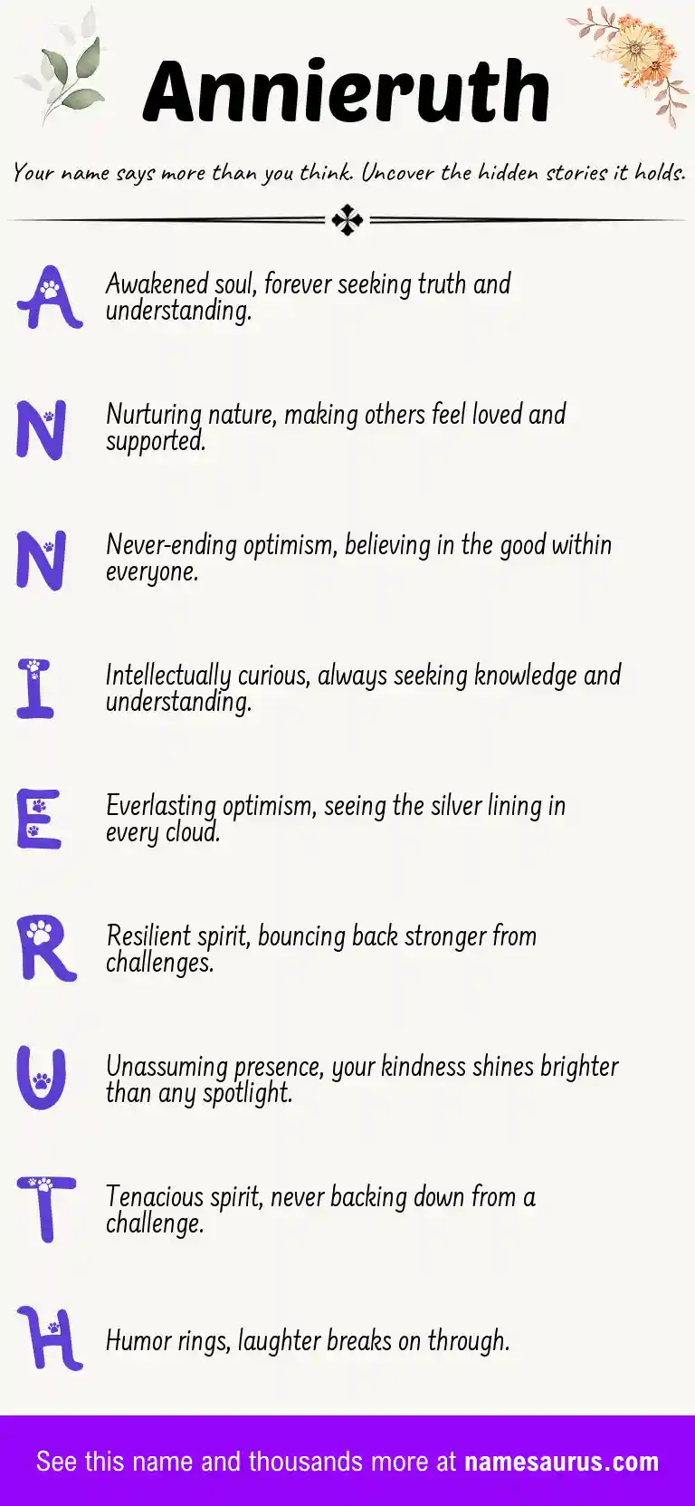 Acrostic poem about Annieruth.