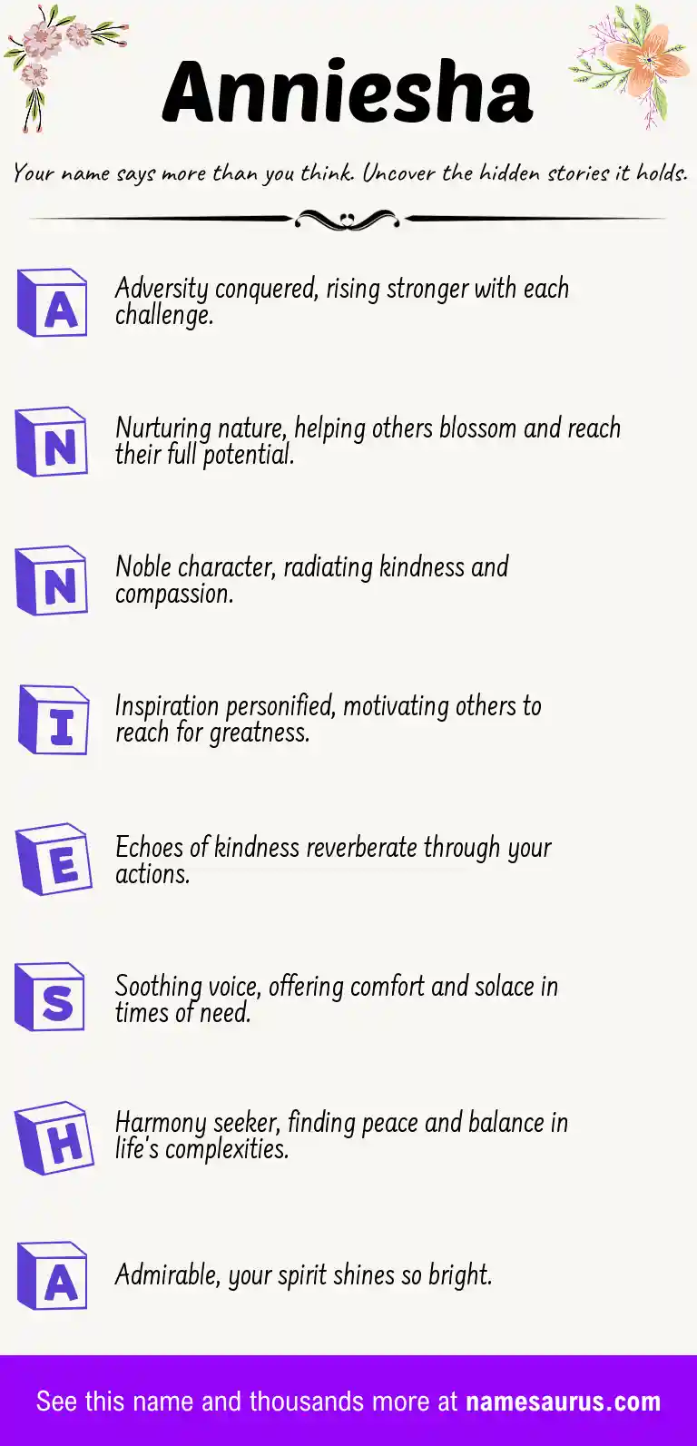 Acrostic poem about Anniesha.