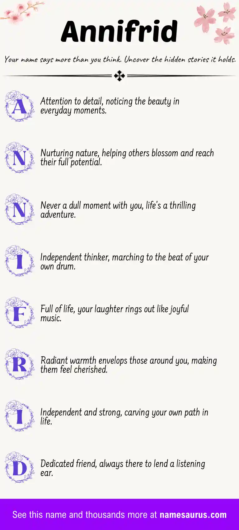 Acrostic poem about Annifrid.