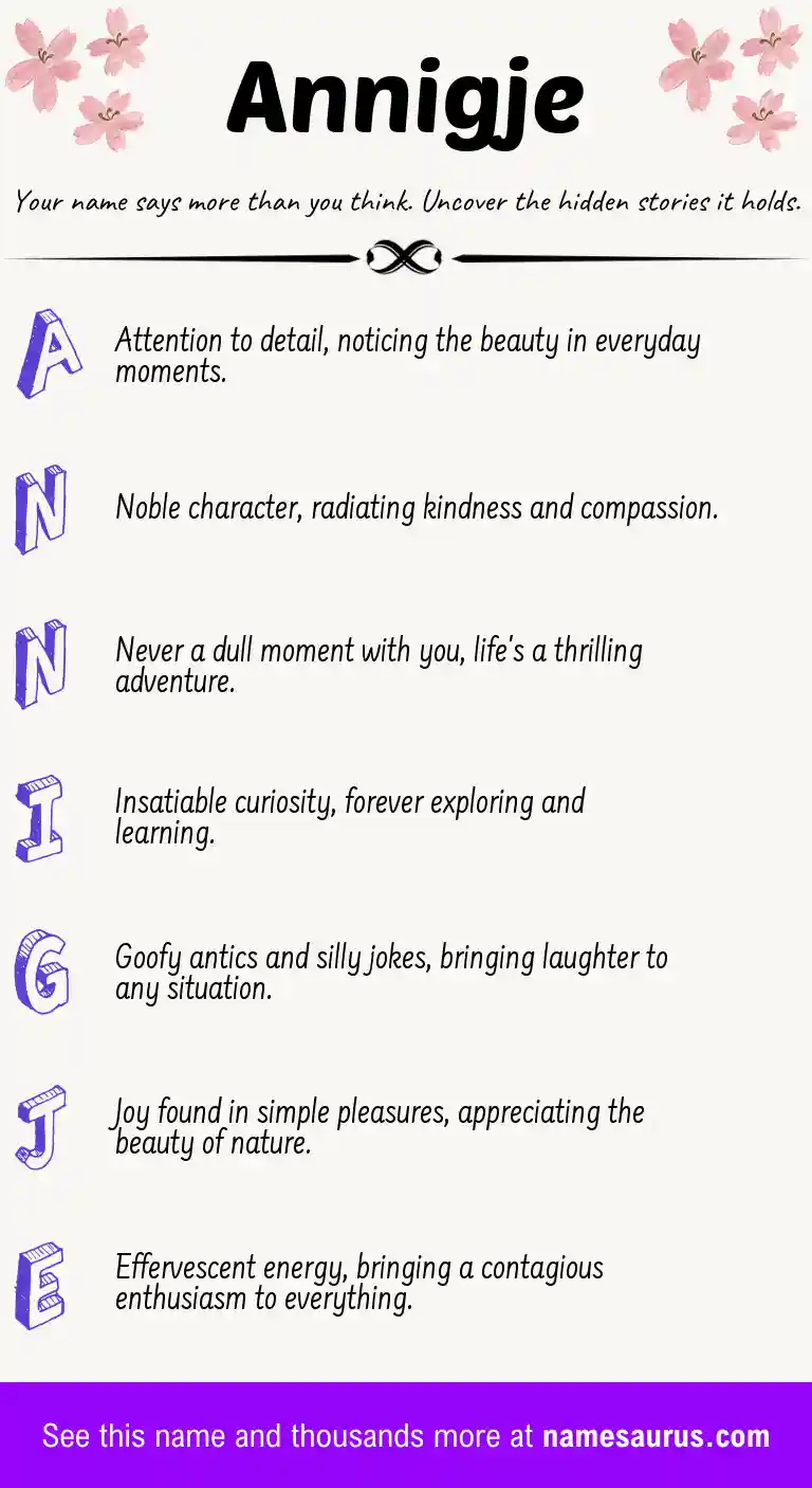 Acrostic poem about Annigje.