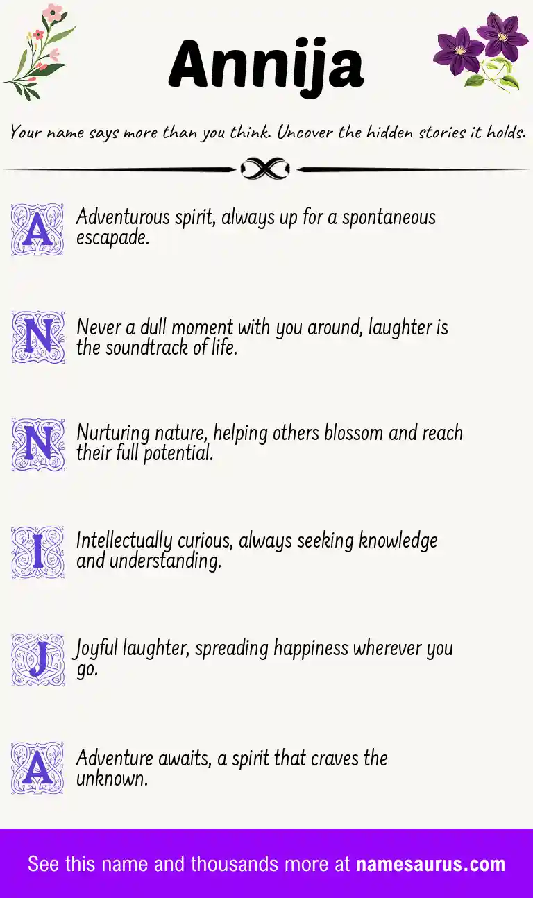 Acrostic poem about Annija.