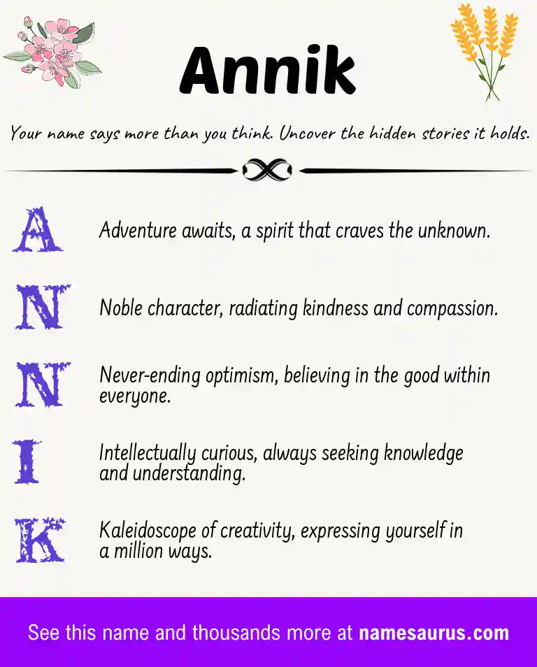 Acrostic poem about Annik.