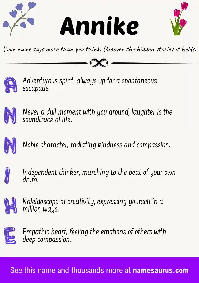 Acrostic poem about Annike.