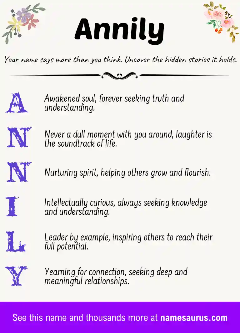 Acrostic poem about Annily.