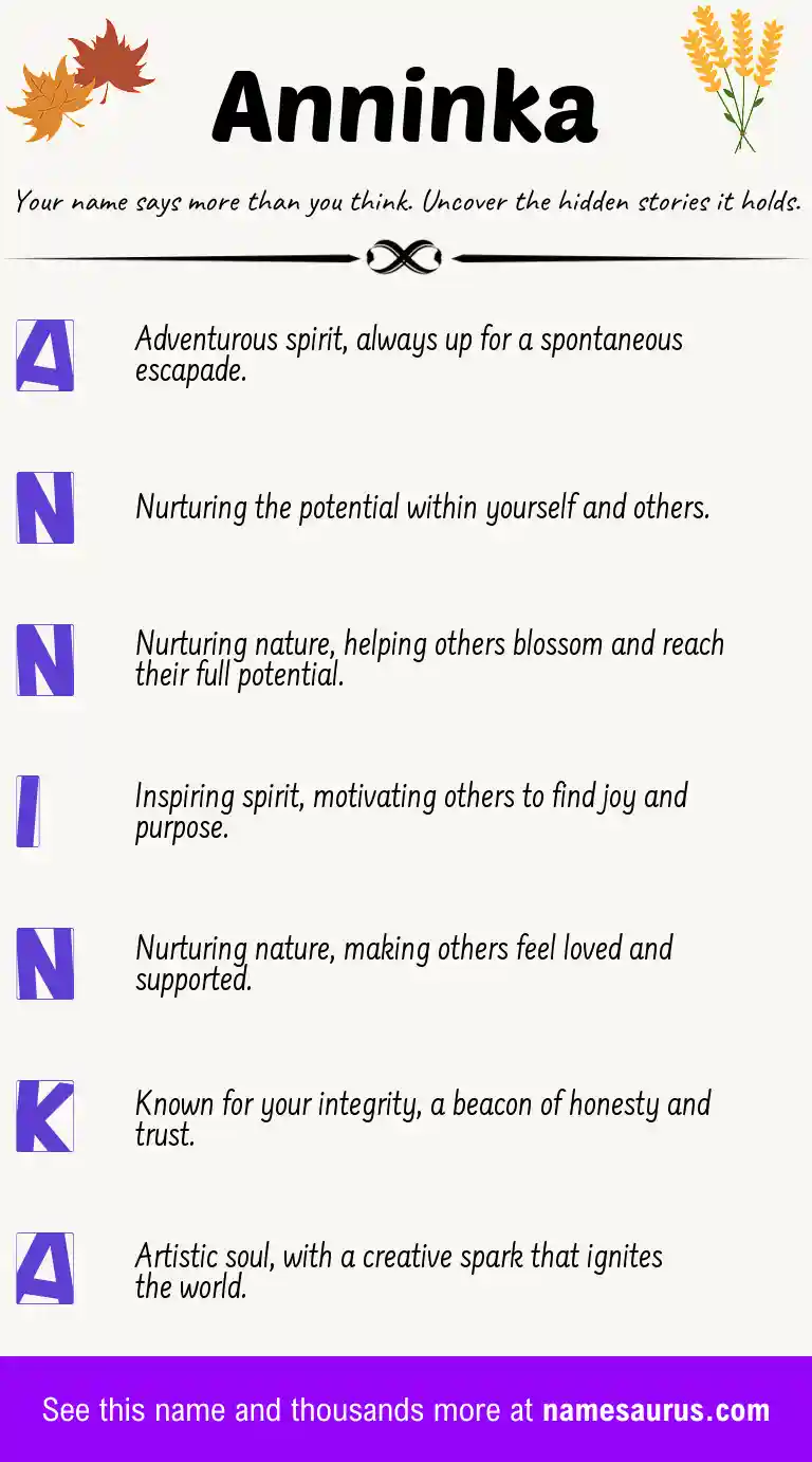 Acrostic poem about Anninka.