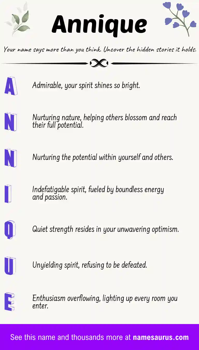 Acrostic poem about Annique.