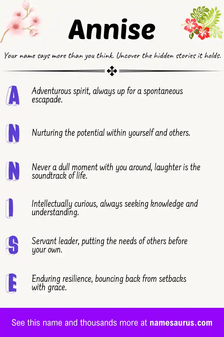 Acrostic poem about Annise.