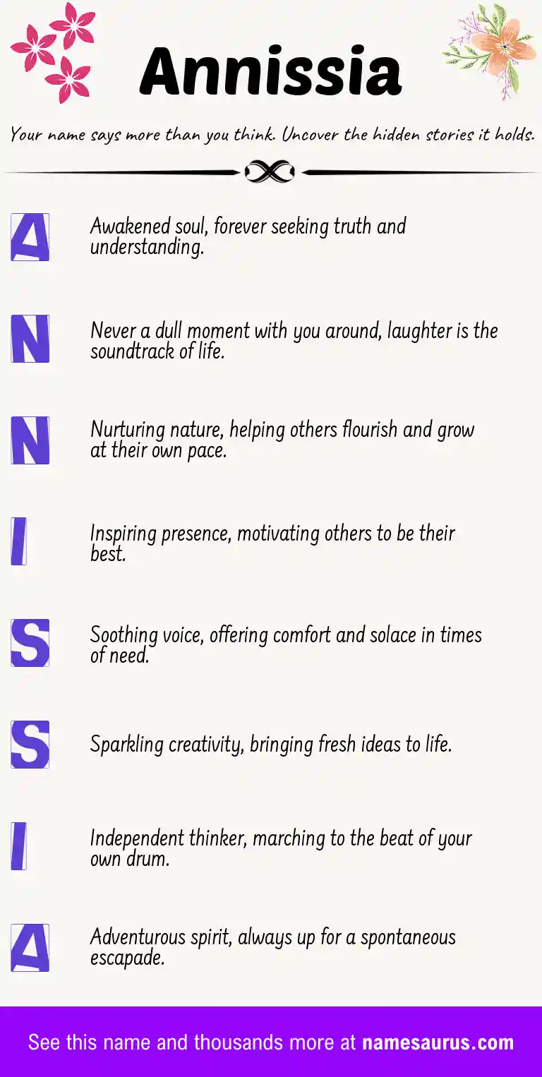 Acrostic poem about Annissia.