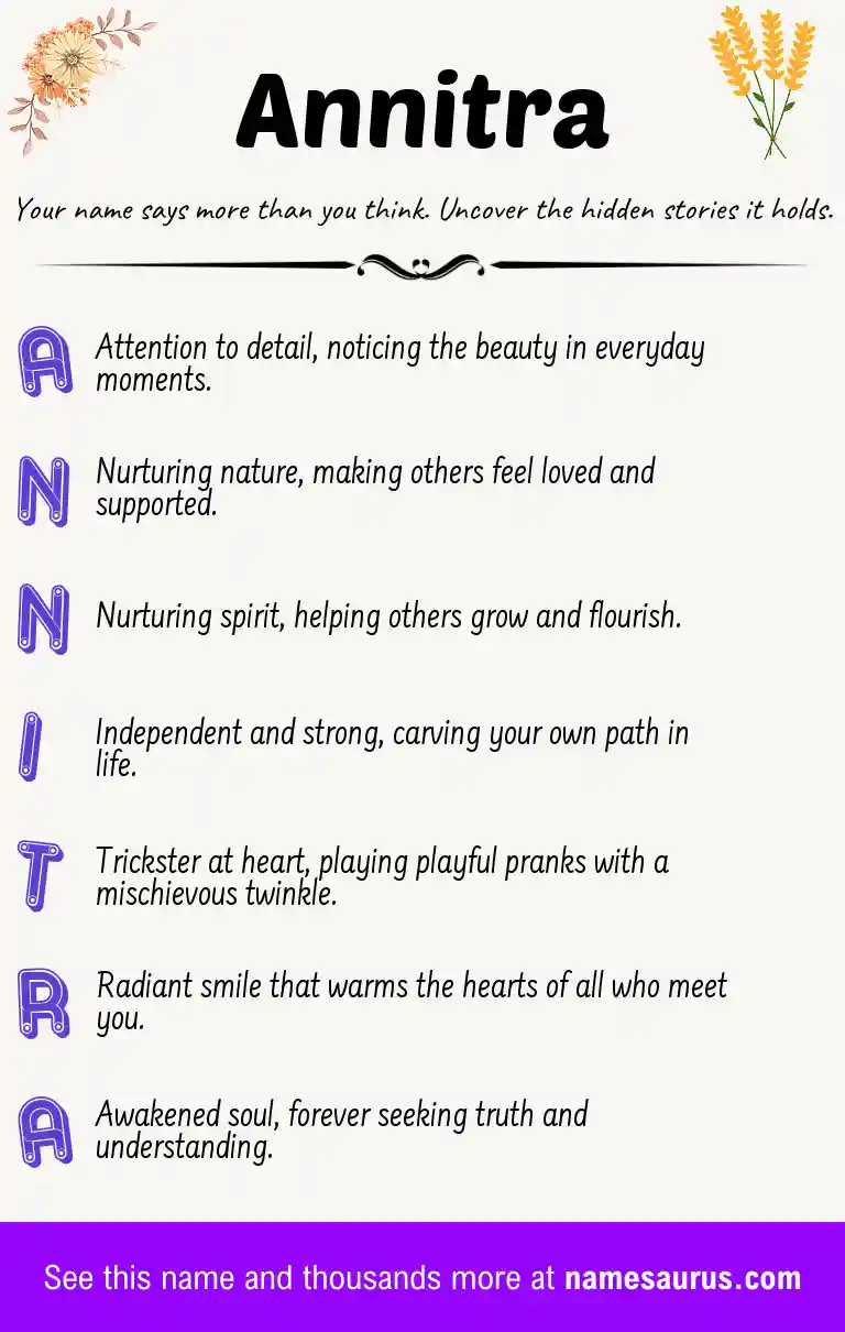Acrostic poem about Annitra.
