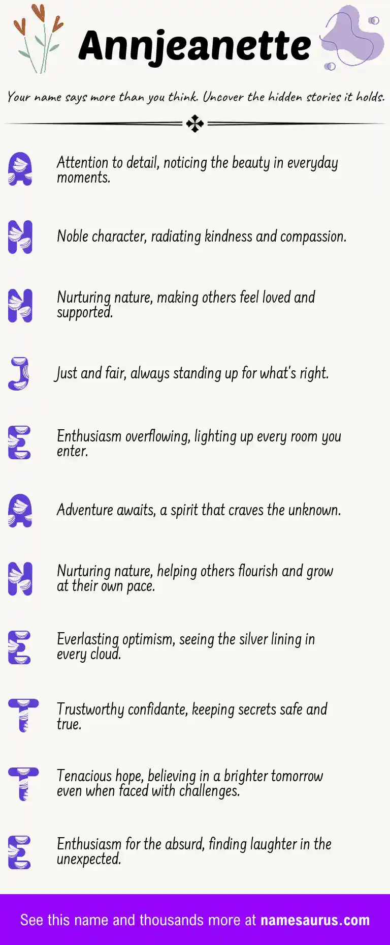 Acrostic poem about Annjeanette.
