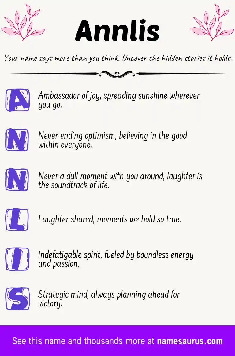 Acrostic poem about Annlis.